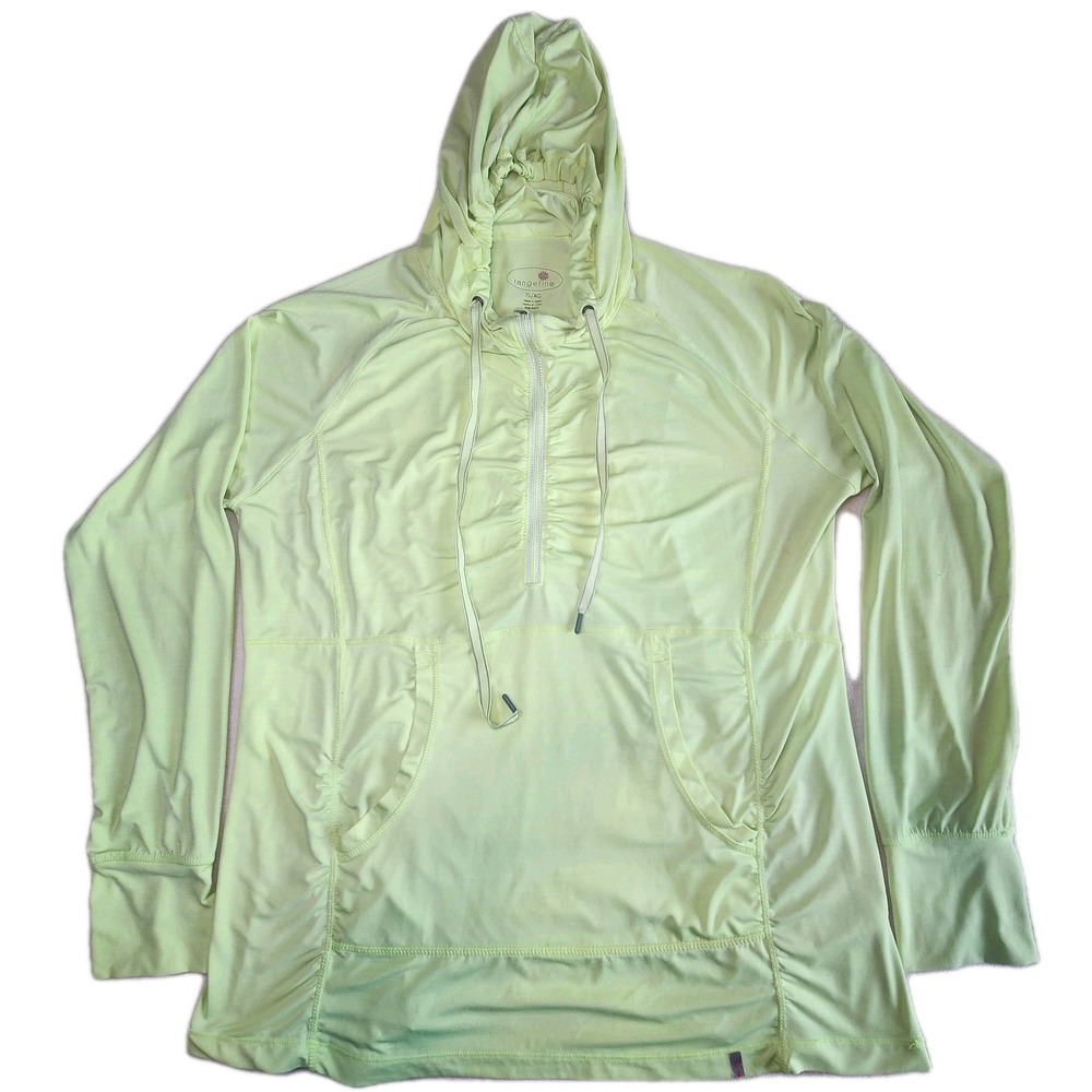 TANGERINE Performance Hoodie Shirt Womens XL Yellow Active Long Sleeve 1/4 Zip